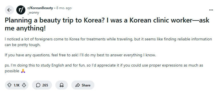 Korean beauty clinic reddit